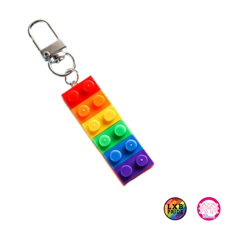 Schlüsselanhänger aus Regenbogen-Bausteinen